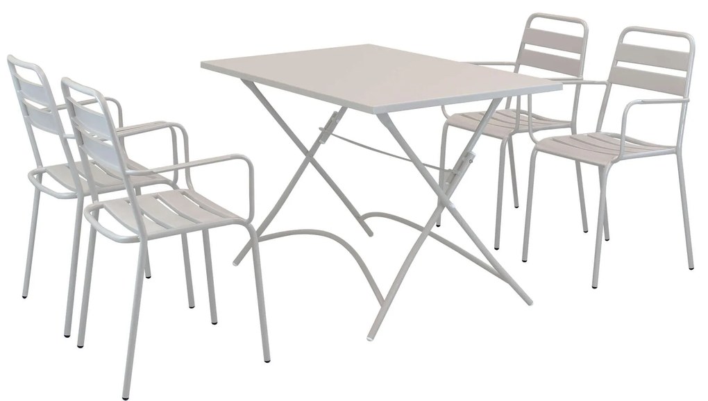ROMANUS - set tavolo in alluminio e teak cm 110 x 70 x 72 h con 4 poltrone Romanus