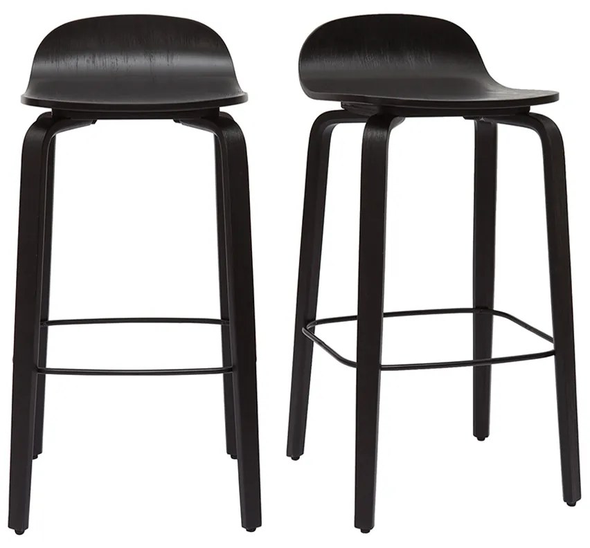 Sgabelli da bar vintage legno nero (set di 2) OBRA