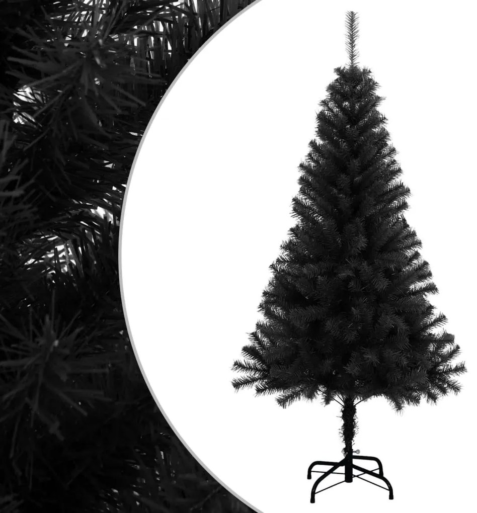 Albero di Natale Artificiale Sottile con Base Nero in PVC, 150 cm / Artificiale