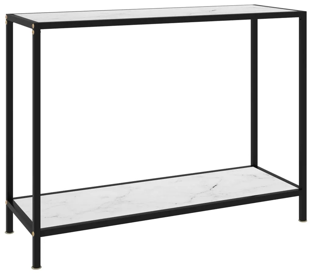 Tavolo Consolle Bianco 100x35x75 Cm İn Vetro Temperato /