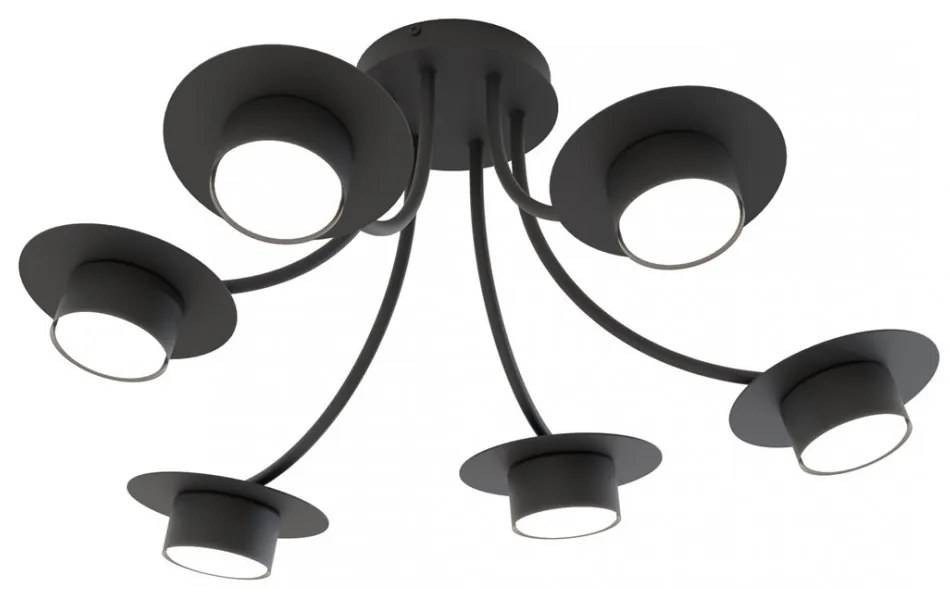 Lampadario a soffitto in acciaio ENSO 6 nero da interno 6xGX53 Colore del corpo Nero