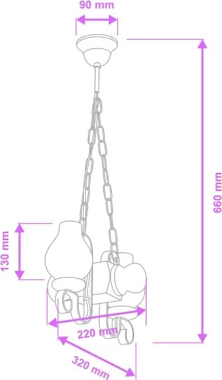 Brilagi - Lampadario a sospensione con catena RUSTIC 2xE14/40W/230V faggio/noce