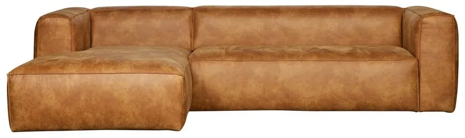 Divano angolare marrone in pelle riciclata, angolo sinistro Bean - WOOOD