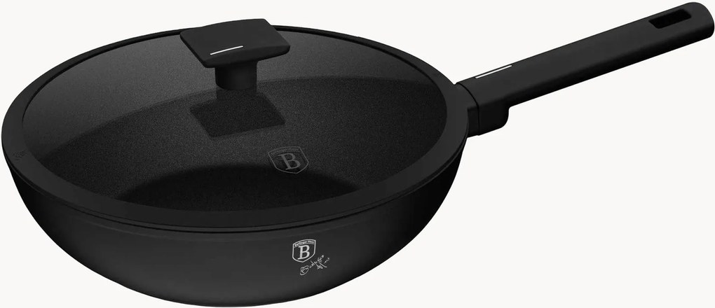 Wok con rivestimento antiaderente e coperchio Matte Black Collection