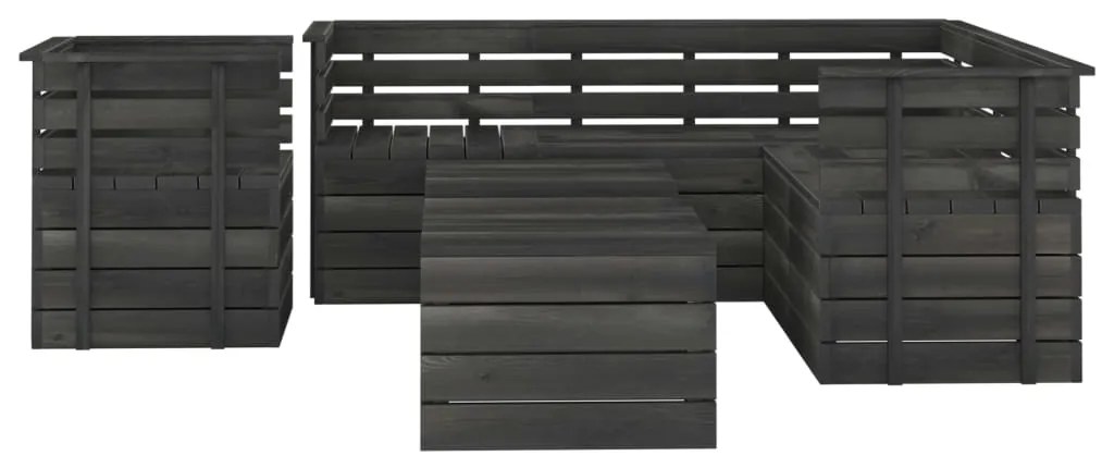 Set Divani da Giardino su Pallet 8 pz Legno Pino Grigio Scuro