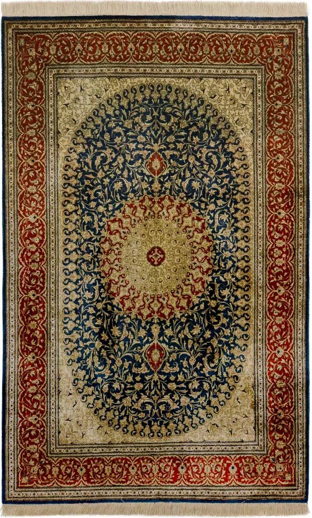Ghom Tappeto 170 x 100 Turchese (Iran) Annodato A Mano