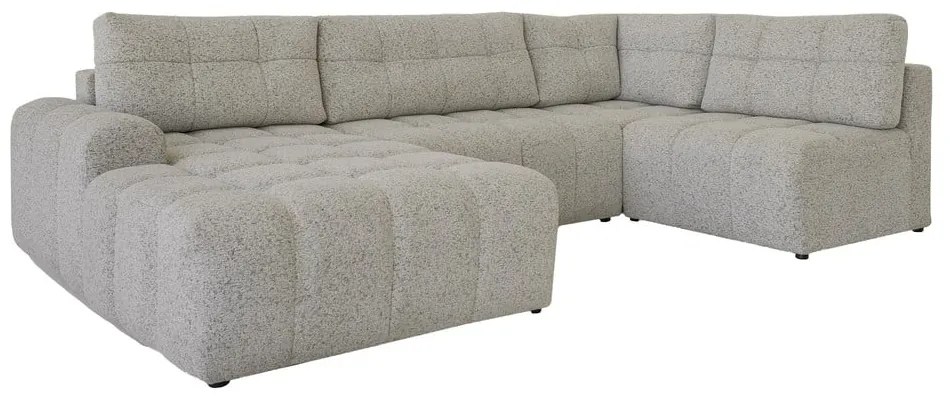 Divano angolare componibile marrone chiaro allungabile/con contenitore (con penisola a destra) Lulu – Miuform