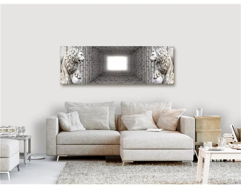 Quadro Light in the Tunnel (1 Part) Narrow  Colore bianco e nero, Dimensioni e Misure 120x40