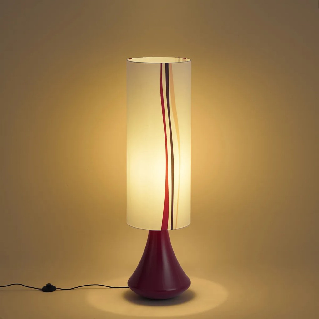 Lampada da terra retrò viola con paralume in tessuto multicolore - Mina