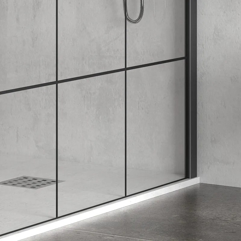 Parete doccia fissa 140cm finitura colore nero NICO-W1000 - KAMALU