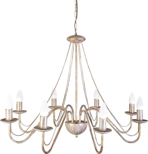 Lampadario a catena MALBO 8xE14/10W/230V bianco/oro/patina