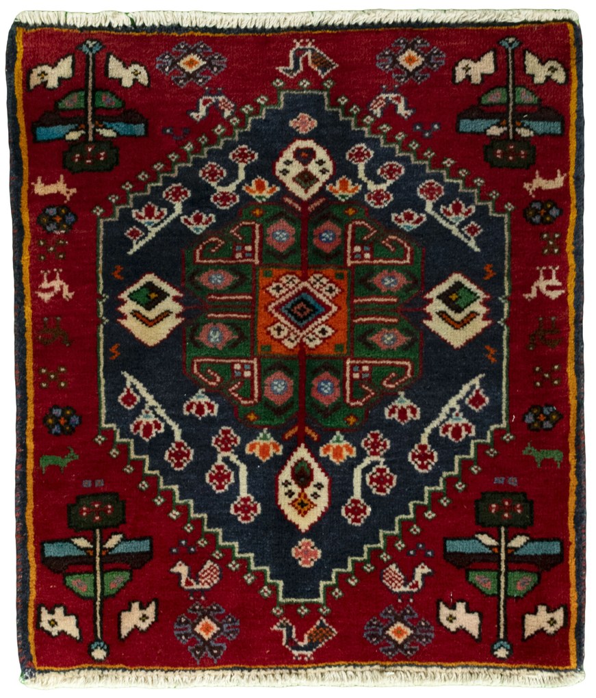 Shiraz Tappeto persiano 60 x 50 Rosso (Iran) Annodato A Mano