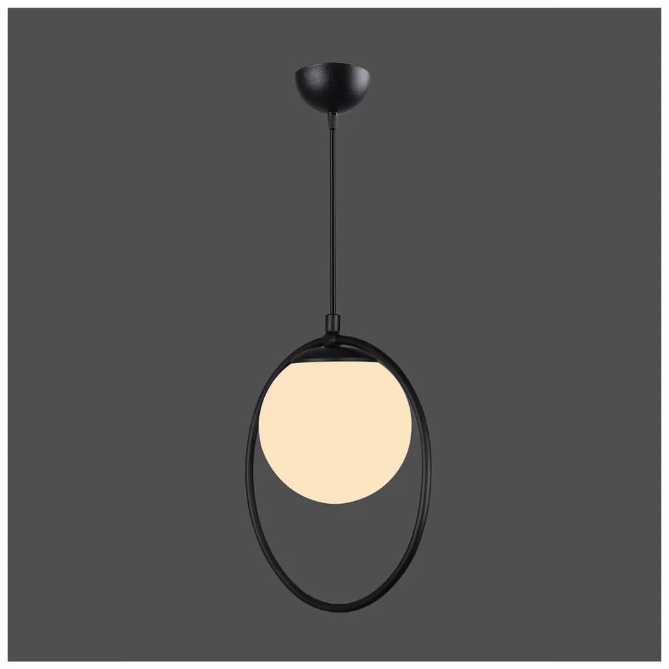 Lampada a sospensione in metallo nero con paralume in vetro ø 15 cm Ates - Squid Lighting