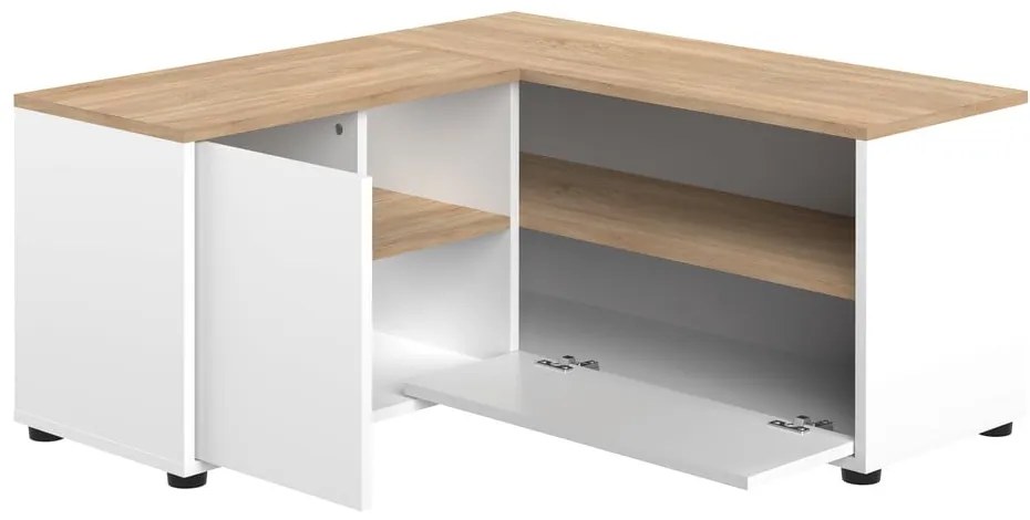 Tavolo TV in rovere decorato in bianco e naturale 90x45 cm Angle - TemaHome