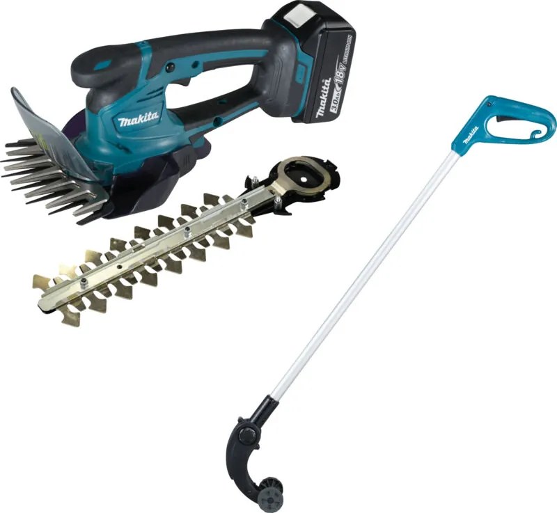 Forbici per erba a batteria Makita DUM604RFX1 18V 1x batteria 3,0 Ah + caricabatterie + prolunga per impugnatura con rotella