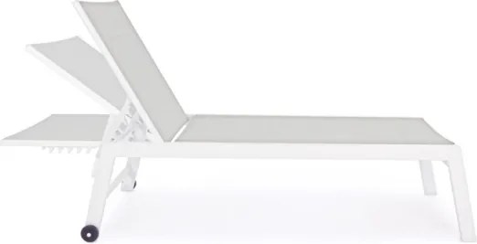 Lettino Prendisole Alto In Alluminio Con Ruote Hilde Bianco Cloud LD30