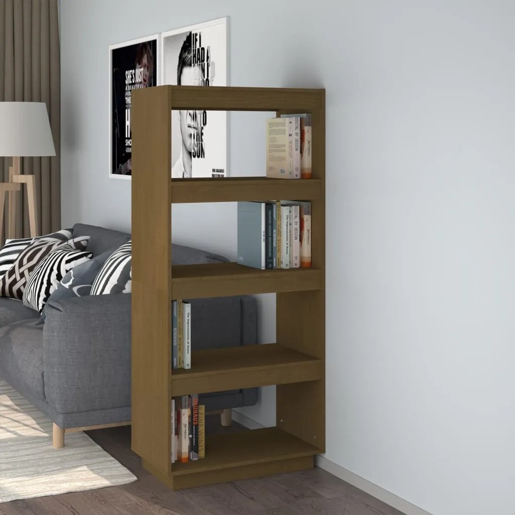 Libreria/Divisorio Miele 60x35x135 cm in Legno Massello di Pino