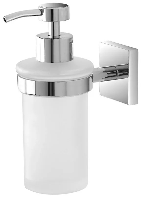 Porta dispenser sapone da muro in acciaio cromo e vetro
