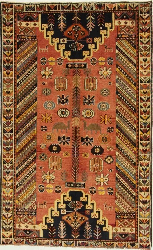 Gashghai Tappeto 210x130 Rosso (Iran) Annodato A Mano