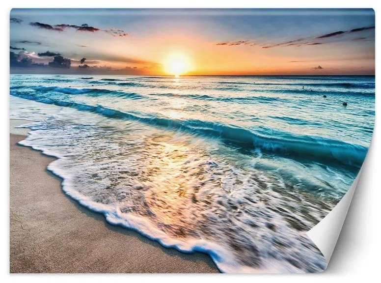 Carta Da Parati, Mare Spiaggia Onda Mare del Nord Tramonto Dimensioni 368x254