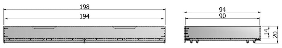 Cassetto inferiore verde per letto , 200 x 90 cm Nikki - WOOOD