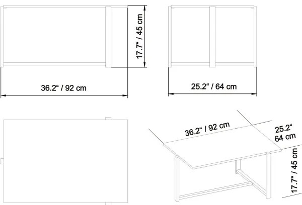 Tavolino MERIDETHS 45x92 cm oro/bianco