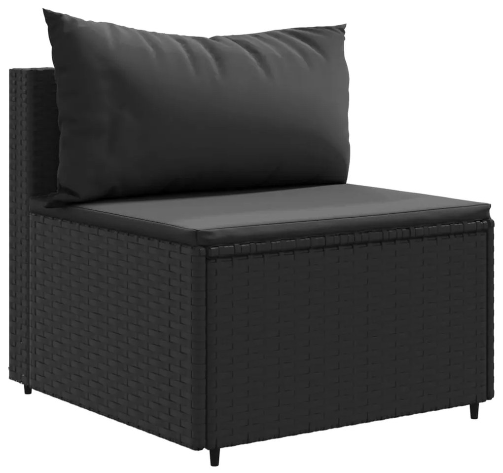 Set salotto da giardino con cuscini 7pz nero polyrattan