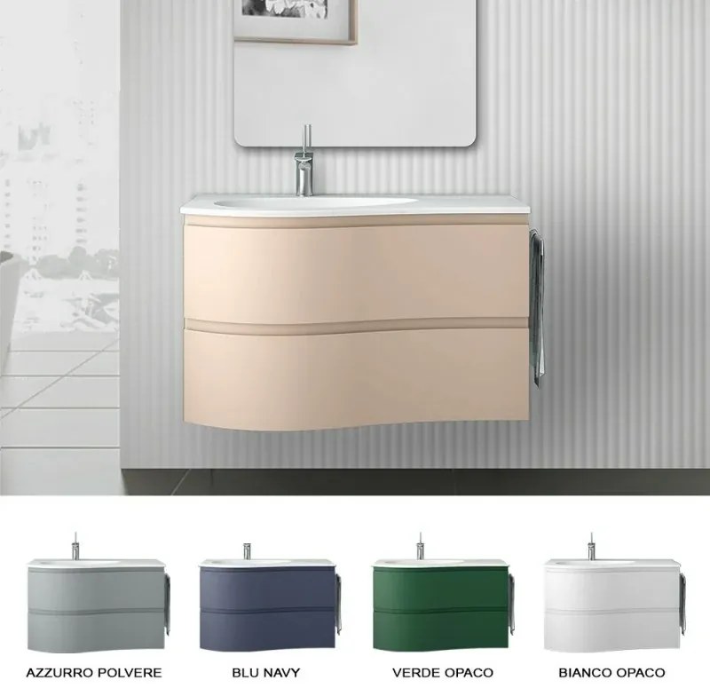 Mobile bagno sospeso 90 cm Melody cappuccino con vasca a sinistra