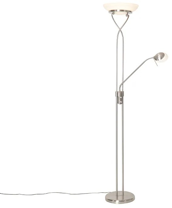Lampada da terra in acciaio con LED, dimmer e lampada da lettura - Empoli