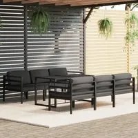 Set Divani da Giardino 7 pz con Cuscini in Alluminio Antracite 3115923