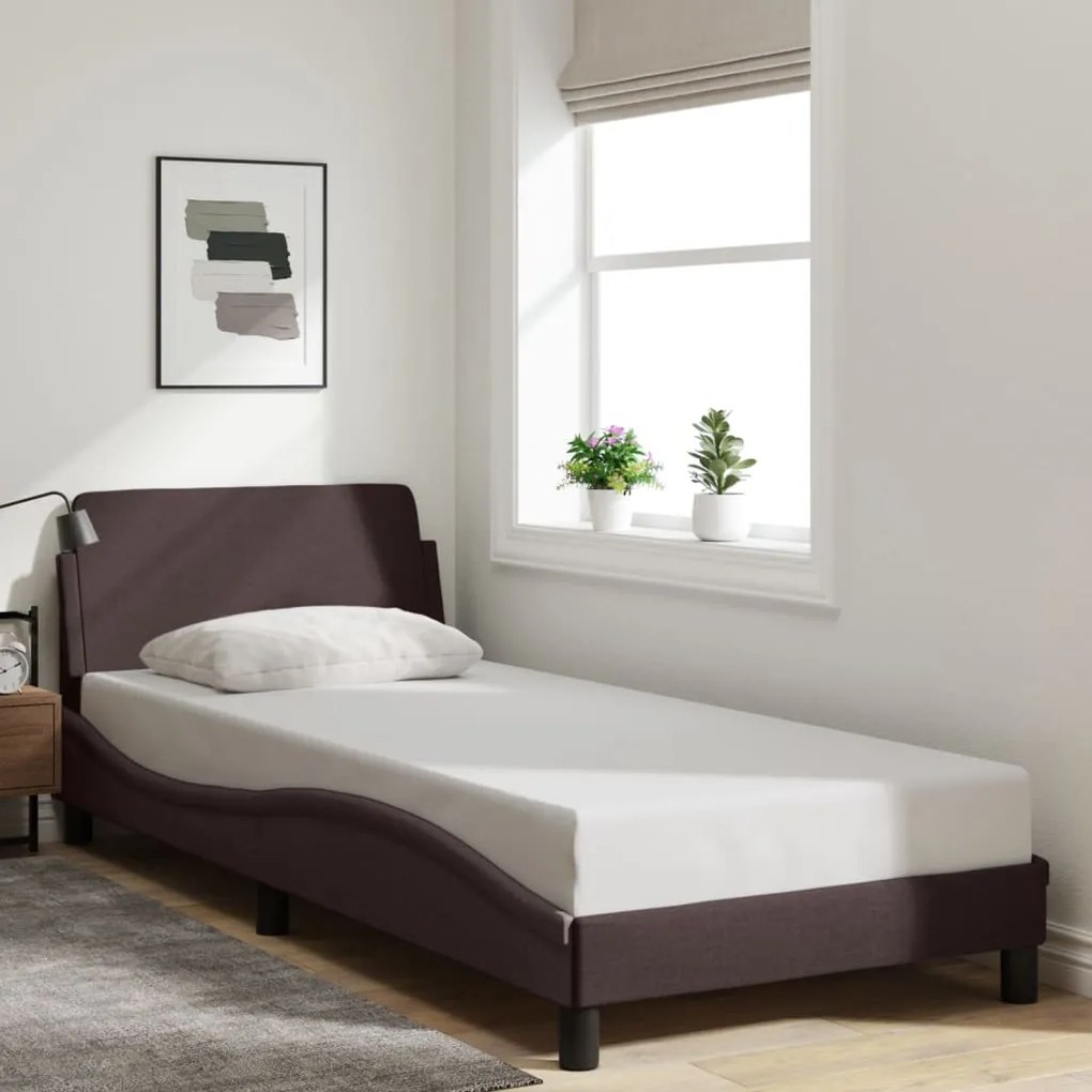 Giroletto Senza Materasso Marrone Scuro 90x190 Cm Tessuto /