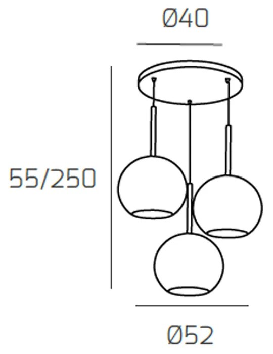 Sospensione Contemp. Rosone Tondo Future Met. Cromo Vetro Rame 3 Luci E27 D52Cm