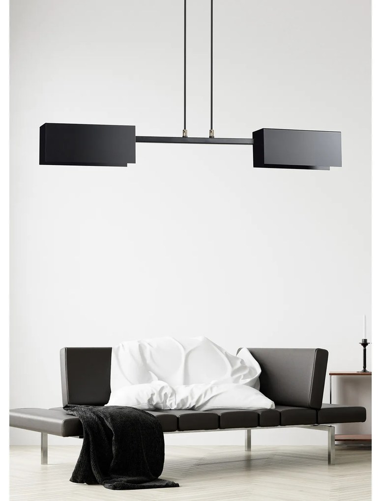 Lampadario Minimal Yuhuang Acciaio Nero 2 Luci E27 Ip20