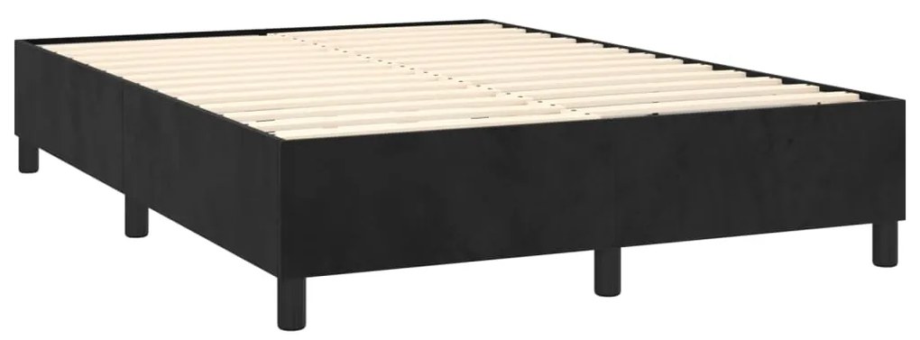 Letto a Molle con Materasso e LED Nero 140x200 cm in Velluto