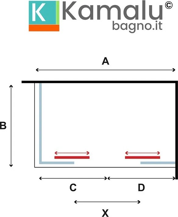 Box doccia 170x80 doppio scorrevole altezza 180cm | KAM-KNF6000S - KAMALU