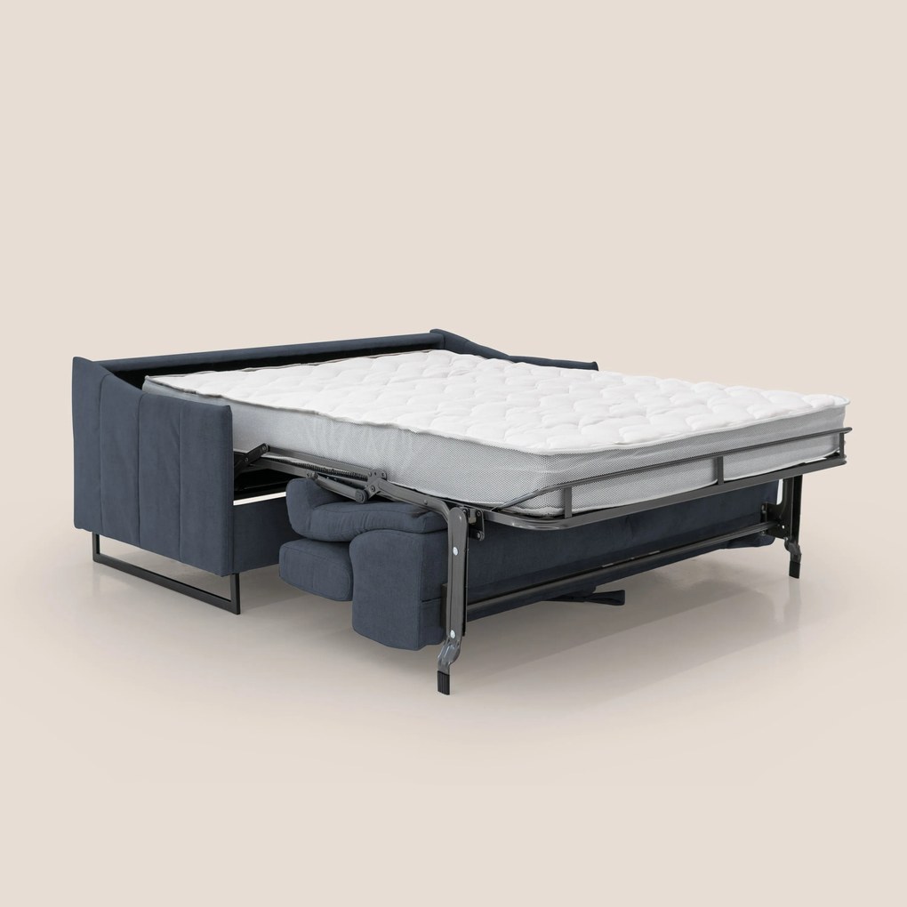 Loto divano letto salvaspazio materasso H18 cm con piedi alti in morbido tessuto impermeabile T14 blu