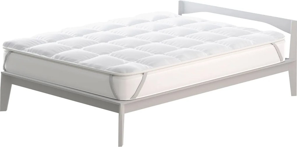 Topper Matrimoniale Trapuntato 300 gr/mq con Elastici Basic Bianco...