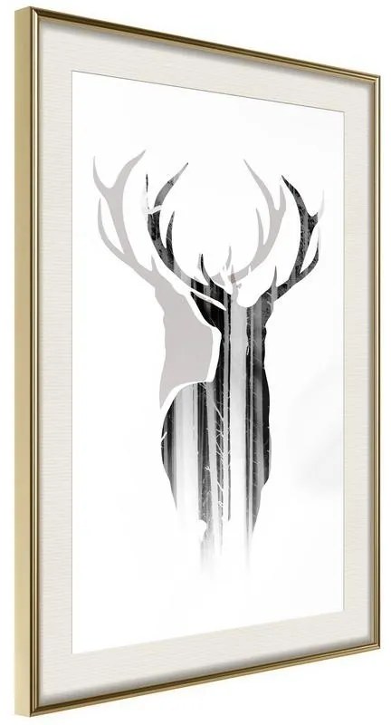 Poster  Guardian of the Forest  Cornice Quadri Cornice d'oro con passe-partout, Larghezza x Altezza Home decor 40x60