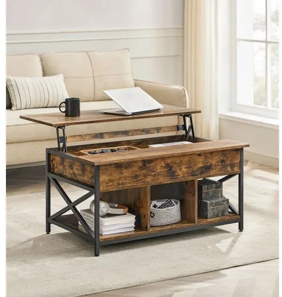 Tavolino da salotto con piano sollevabile NYRO marrone/nero