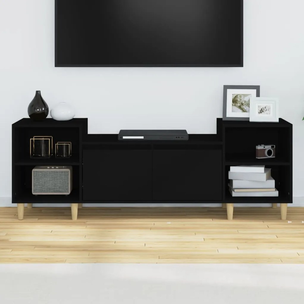 Mobile porta tv nero 160x35x55 cm in legno multistrato