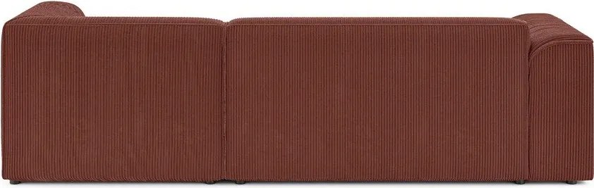 Divano angolare color terracotta (con penisola a destra/con chaise lounge) con rivestimento in velluto a coste Merid – Ropez