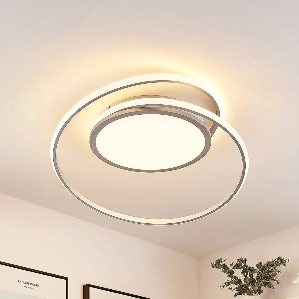 Lucande Plafoniera LED Noud, 65 cm, argento, metallo, CCT