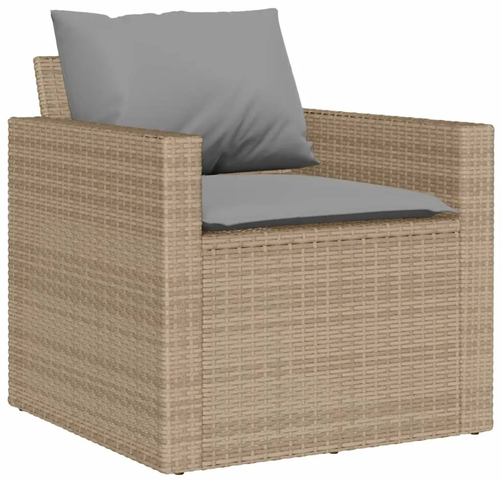 Set divano da giardino 6 pz con cuscini beige in polyrattan