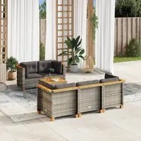 Set Divano da Giardino 6 pz con Cuscini Grigio in Polyrattan 3261732