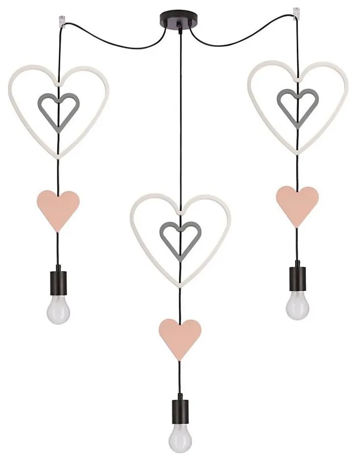 Lampadario sospeso per cameretta TRIO con cavo 3xE27/20W/230V rosa/bianco/grigio