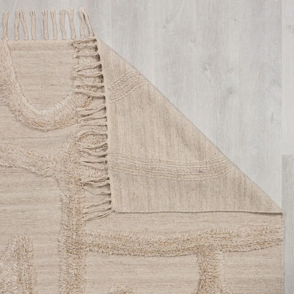 Tappeto beige in lana tessuto a mano 160x230 cm Loma – Flair Rugs