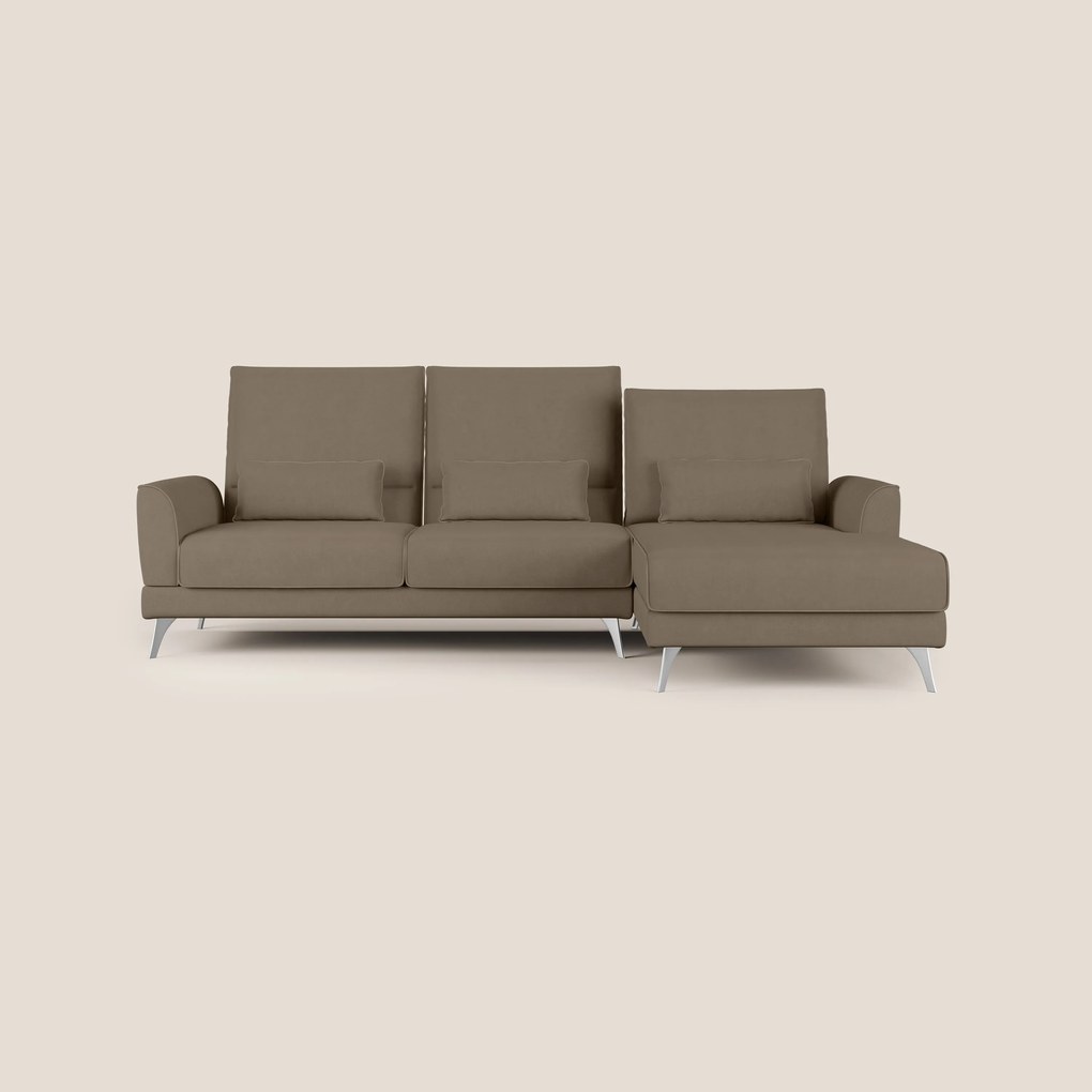 Tommy Divano angolare con relax e schienali traslanti in microfibra smacchiabile T11 marrone