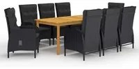 Set da Pranzo da Giardino 9 pz Nero 3067870