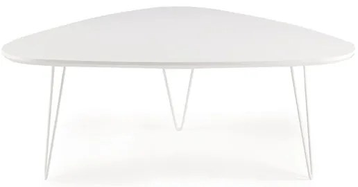 Tavolino NICO piano in legno sagomato Bianco Frassino gambe in metallo