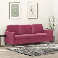 Divano a 3 Posti Rosso Vino 180 cm in Vellutocod mxl 109367